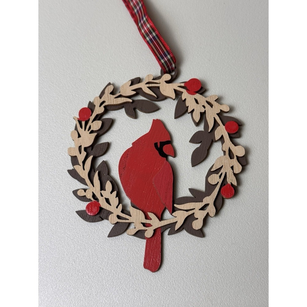 Department 56 Cardinal Wreath Ornament NWT‎ Wooden Christmas Decor 2023